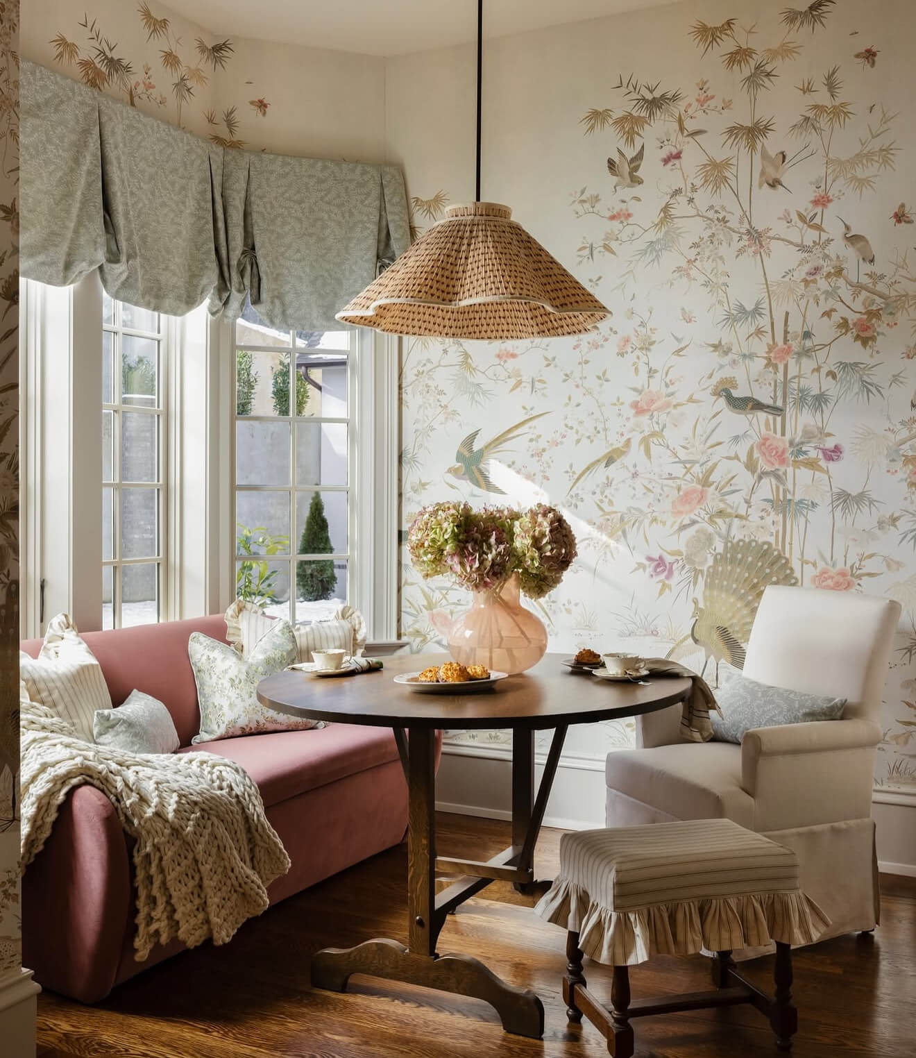 The "Tea Room" located in Garden Gate Home's beautiful project, The English Countryside Manor.